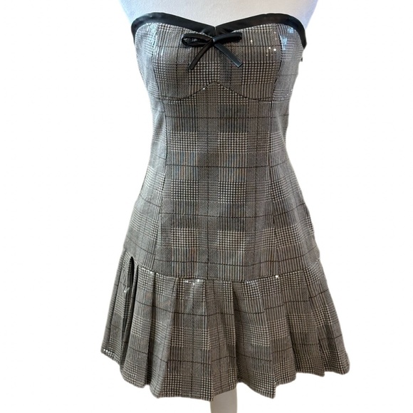 Forever Twenty One Sequin Plaid Mini Dress, Size Small - Picture 2 of 6
